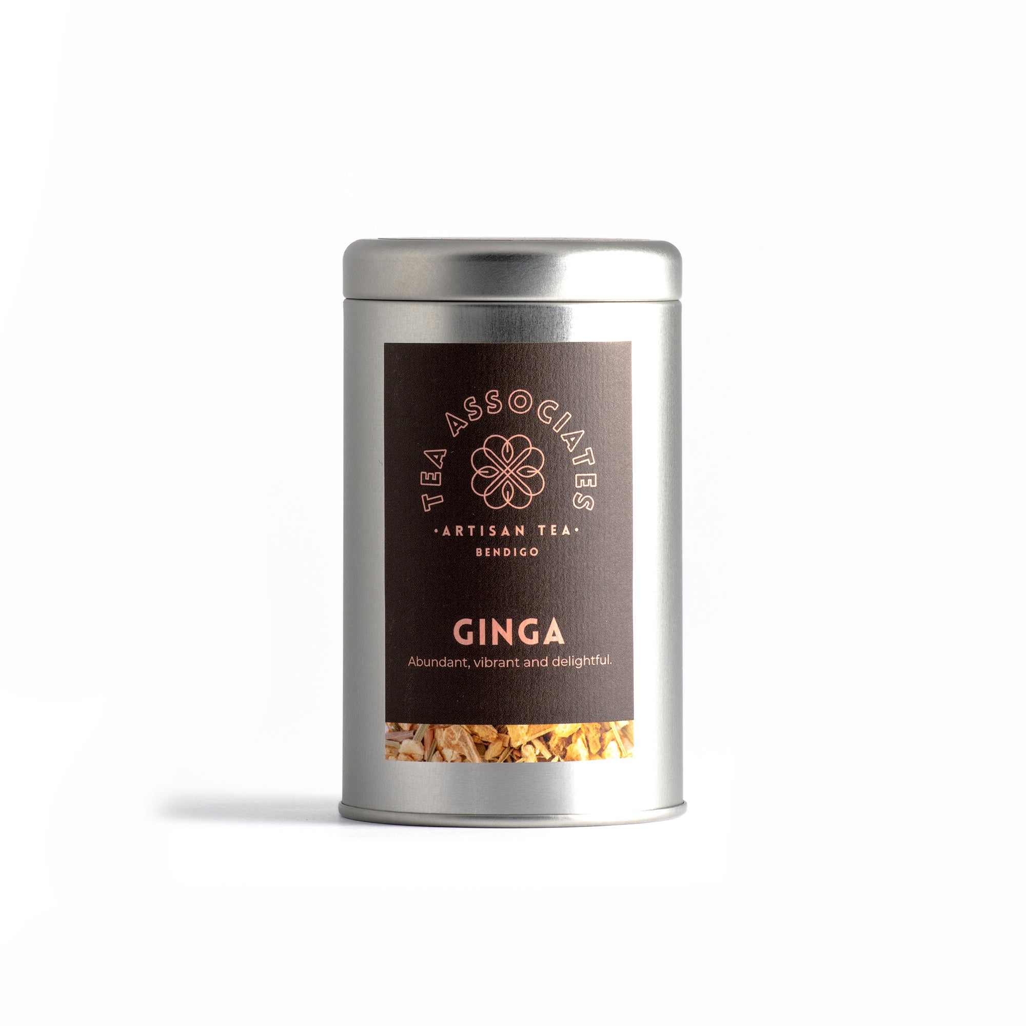 herbal tea silver tin ginga ginger tea